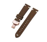 Belivceng Suede Leather Watch Strap with Handmade Stitching, Vintage Quick Release Bracelet with Folding Clasp, 18mm to 22mm,Brown White-Rose,22mm