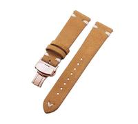 Belivceng Suede Leather Watch Strap with Handmade Stitching, Vintage Quick Release Bracelet with Folding Clasp, 18mm to 22mm,Yellow White-Rose,20mm