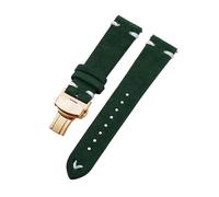 Belivceng Suede Leather Watch Strap with Handmade Stitching, Vintage Quick Release Bracelet with Folding Clasp, 18mm to 22mm,Green White-Gold,20mm