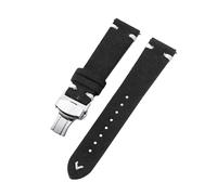 Belivceng Suede Leather Watch Strap with Handmade Stitching, Vintage Quick Release Bracelet with Folding Clasp, 18mm to 22mm,Black White-Silver,22mm