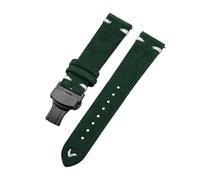 Belivceng Suede Leather Watch Strap with Handmade Stitching, Vintage Quick Release Bracelet with Folding Clasp, 18mm to 22mm,Green White-Black,18mm