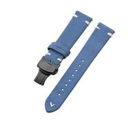 Belivceng Suede Leather Watch Strap with Handmade Stitching, Vintage Quick Release Bracelet with Folding Clasp, 18mm to 22mm,Light Blue White-Black,18mm