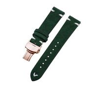Belivceng Suede Leather Watch Strap with Handmade Stitching, Vintage Quick Release Bracelet with Folding Clasp, 18mm to 22mm,Green White-Rose,20mm