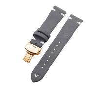 Belivceng Suede Leather Watch Strap with Handmade Stitching, Vintage Quick Release Bracelet with Folding Clasp, 18mm to 22mm,Gray White-Gold,20mm