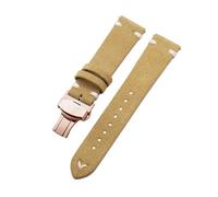 Belivceng Suede Leather Watch Strap with Handmade Stitching, Vintage Quick Release Bracelet with Folding Clasp, 18mm to 22mm,Khaki White-Rose,20mm