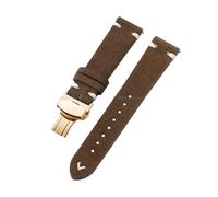 Belivceng Suede Leather Watch Strap with Handmade Stitching, Vintage Quick Release Bracelet with Folding Clasp, 18mm to 22mm,Brown White-Gold,22mm