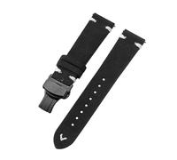 Belivceng Suede Leather Watch Strap with Handmade Stitching, Vintage Quick Release Bracelet with Folding Clasp, 18mm to 22mm,Black White-Black,22mm