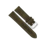 Belivceng Suede Leather Watchband with Silver Pin Buckle, Handmade Stitching with Quick Release, 16mm to 22mm Sizes ,Green-White L,18mm