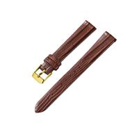 Belivceng Thin Design Genuine Leather Watch Strap, Lizard Pattern, for Women, 8mm to 16mm, Replacement Band Accessory,Brown - Gold,8mm