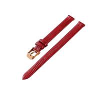 Belivceng Thin Genuine Leather Watch Strap, Lizard Grain Pattern, for Women, 8mm to 16mm Replacement Band,Red - Rose,12mm