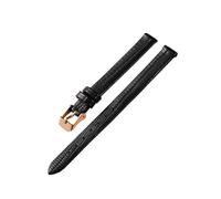Belivceng Thin Genuine Leather Watch Strap, Lizard Grain Pattern, for Women, 8mm to 16mm Replacement Band,Black - Rose,12mm