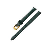 Belivceng Thin Genuine Leather Watch Strap, Lizard Grain Pattern, for Women, 8mm to 16mm Replacement Band,Green - Gold,16mm