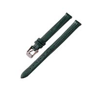 Belivceng Thin Genuine Leather Watch Strap, Lizard Grain Pattern, for Women, 8mm to 16mm Replacement Band,Green - Silver,8mm