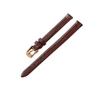 Belivceng Thin Genuine Leather Watch Strap, Lizard Grain Pattern, for Women, 8mm to 16mm Replacement Band,Brown - Rose,14mm