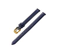 Belivceng Thin Genuine Leather Watch Strap, Lizard Grain Pattern, for Women, 8mm to 16mm Replacement Band,Blue - Gold,12mm