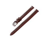 Belivceng Thin Genuine Leather Watch Strap, Lizard Grain Pattern, for Women, 8mm to 16mm Replacement Band,Brown - Silver,8mm