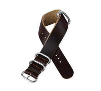 Belivceng Vintage Genuine Leather Watch Band, with Five Metal Ring Clasp, for Men, 18mm to 24mm Sizes, Replacement Strap Accessory,Drak Brown,22mm