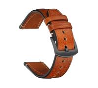Belivceng Vintage Genuine Leather Watch Strap, Retro Stitching Design, 20mm and 22mm Sizes Replacement Band,Red Brown-Black,20mm