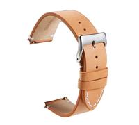 Belivceng Vintage Genuine Leather Watchband, Thin Strap with Quick Release Spring Bar, 16mm to 24mm,Khaki,24mm