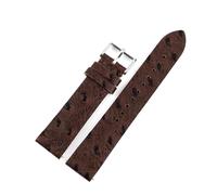 Belivceng Vintage Ostrich Pattern Genuine Leather Watchband, Quick Release Strap, 16mm to 24mm Sizes for Replacement Strap,Coffee,16mm