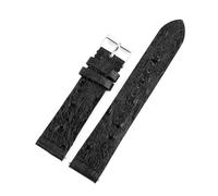 Belivceng Vintage Ostrich Pattern Genuine Leather Watchband, Quick Release Strap, 16mm to 24mm Sizes for Replacement Strap,Black,18mm