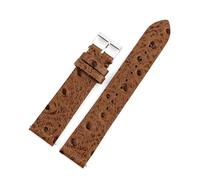 Belivceng Vintage Ostrich Pattern Genuine Leather Watchband, Quick Release Strap, 16mm to 24mm Sizes for Replacement Strap,Brown,16mm