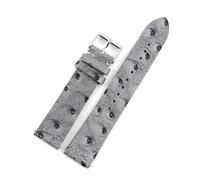 Belivceng Vintage Ostrich Pattern Genuine Leather Watchband, Quick Release Strap, 16mm to 24mm Sizes for Replacement Strap,Light Gray,20mm