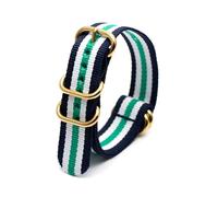 Belivceng Watch Strap with Gold Tone Ring Buckle - Replacement Wristband 18mm 20mm 22mm 24mm,Blue White Green M,18mm