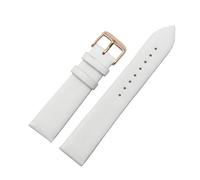 Belivceng White Genuine Leather Watchband with Metal Clasp, for Women, 14mm to 22mm Sizes for Replacement Strap,Style 1,18mm