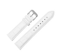 Belivceng White Genuine Leather Watchband with Metal Clasp, for Women, 14mm to 22mm Sizes for Replacement Strap,Style 5,22mm