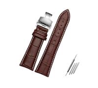 Belivceng Wide Genuine Alligator Grain Leather Watch Strap, Bamboo Pattern for Replacement Band, 23mm to 28mm Large Width,Brown White Silver B,20mm