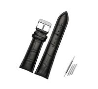 Belivceng Wide Genuine Alligator Grain Leather Watch Strap, Bamboo Pattern for Replacement Band, 23mm to 28mm Large Width,Black Silver A,18mm