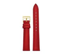 Belivceng Women's Genuine Leather Watch Band,12mm to 20mm Sizes Replacement Strap,Red-Gold,15mm