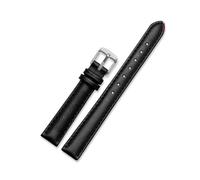 Belivceng Women's Genuine Leather Watch Strap, Plain Design, 12mm to 20mm Sizes Replacement Band,Black Silver,12mm