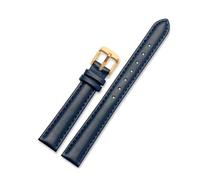 Belivceng Women's Genuine Leather Watch Strap, Plain Design, 12mm to 20mm Sizes Replacement Band,Blue Gold,15mm