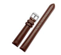 Belivceng Women's Genuine Leather Watch Strap, Plain Design, 12mm to 20mm Sizes Replacement Band,Brown Silver,15mm