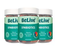BeLive Synbiotics Gut Friendly Bacteria Bacillus Coagulans & Fibre Gummies | 500 Million CFUs Bio Cultures for Adults & Kids, Digestive Support & Gut Health Strawberry, Orange, Blueberry Flavor - 180 Ct