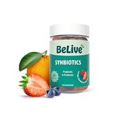 BeLive Synbiotics - Probiotic & Prebiotic Fiber Gummies for Adults and Kids - Digestive Support and Gut Health, 500 Million CFUs - Strawberry, Orange, Blueberry Flavor