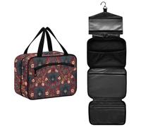 Belize Black Orchid William Morris Pattern Hanging Travel Makeup Bag for Women with Hook for Hotel