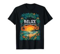 Belize Central America Tropical Sunset Beach & Mayan Temple T-Shirt