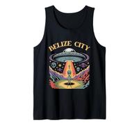 Belize City Alien UFO Abduction Retro Sci-Fi Art Tank Top