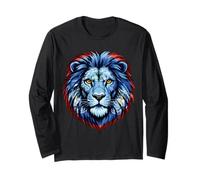 Belize Flag Colors Lion Head Long Sleeve T-Shirt