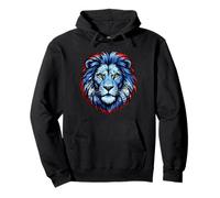Belize Flag Colors Lion Head Pullover Hoodie