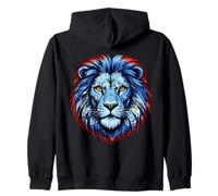 Belize Flag Colors Lion Head Zip Hoodie