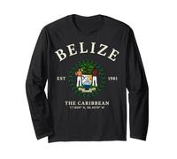 Belize Flag Est 1981 The Caribbean Vintage Style Art Long Sleeve T-Shirt