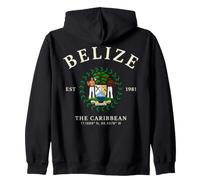 Belize Flag Est 1981 The Caribbean Vintage Style Art Zip Hoodie