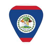 Belize Flag Guitar Picks 12 Pack Assorted Thickness-0.46mm 0.71mm 0.96mm Medium Thin Heavy Celluloid Style Picks for Acoustic Electric Guitar Ukulele