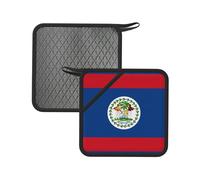 Belize Flag Printed Square Silicone Hot Mat (7.1 inches) - Suitable for Frying Pans, Ovens, Grills, Kitchen Tables