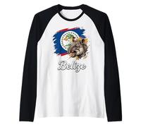 Belize Flag Tapir National Animal Design Raglan Baseball Tee