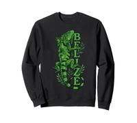 Belize Green Iguana Graphic with Intricate Botanical Pattern Sweatshirt